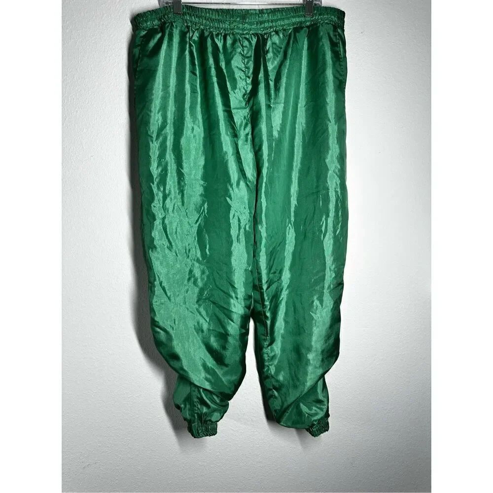 Vintage Women’s Jogging Satin Track Pants Size M Green See Description